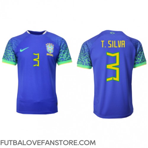 Brazília Thiago Silva #3 Vonkajší futbalový dres MS 2022 Krátky Rukáv